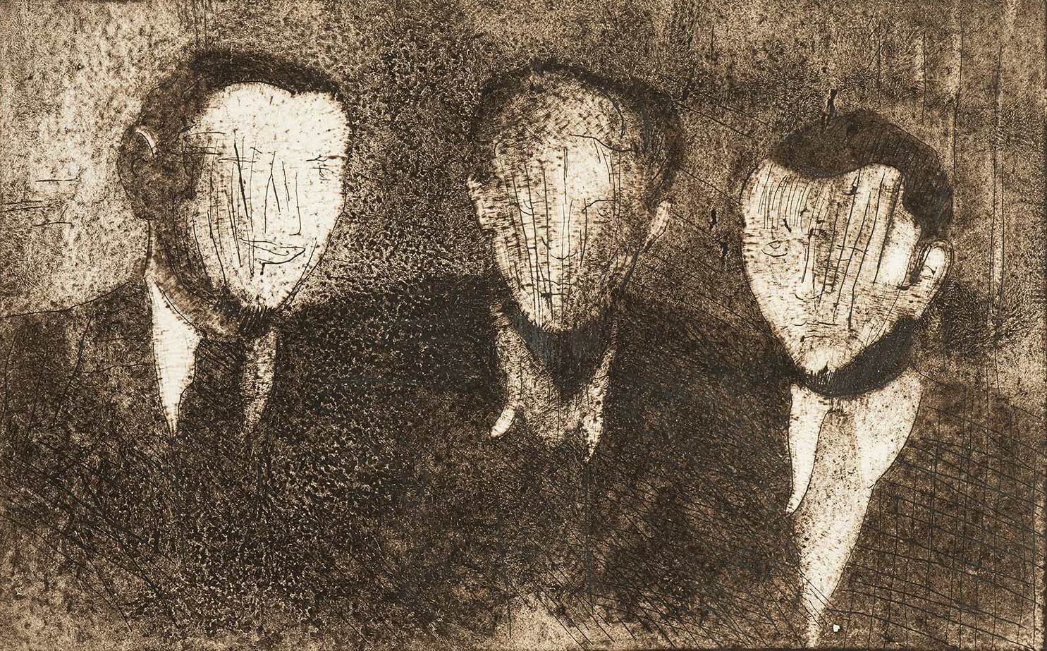 21. TRI BRATA, komb.tehnika , 46x29,1979..jpg