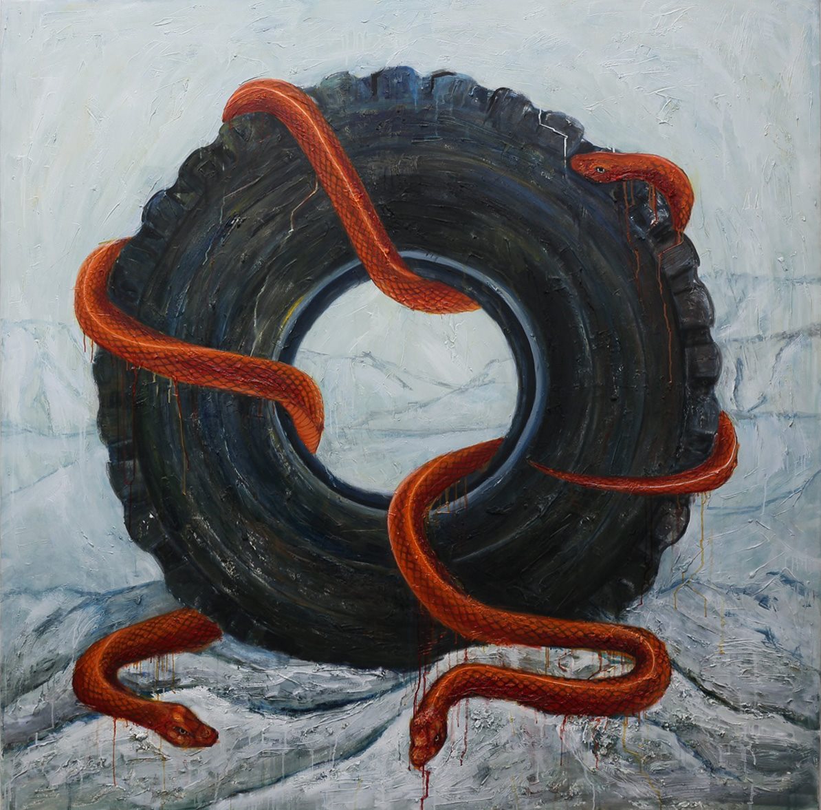 Potencijalni Uroboros, ulje na platnu,150x150 cm, 2024..jpg