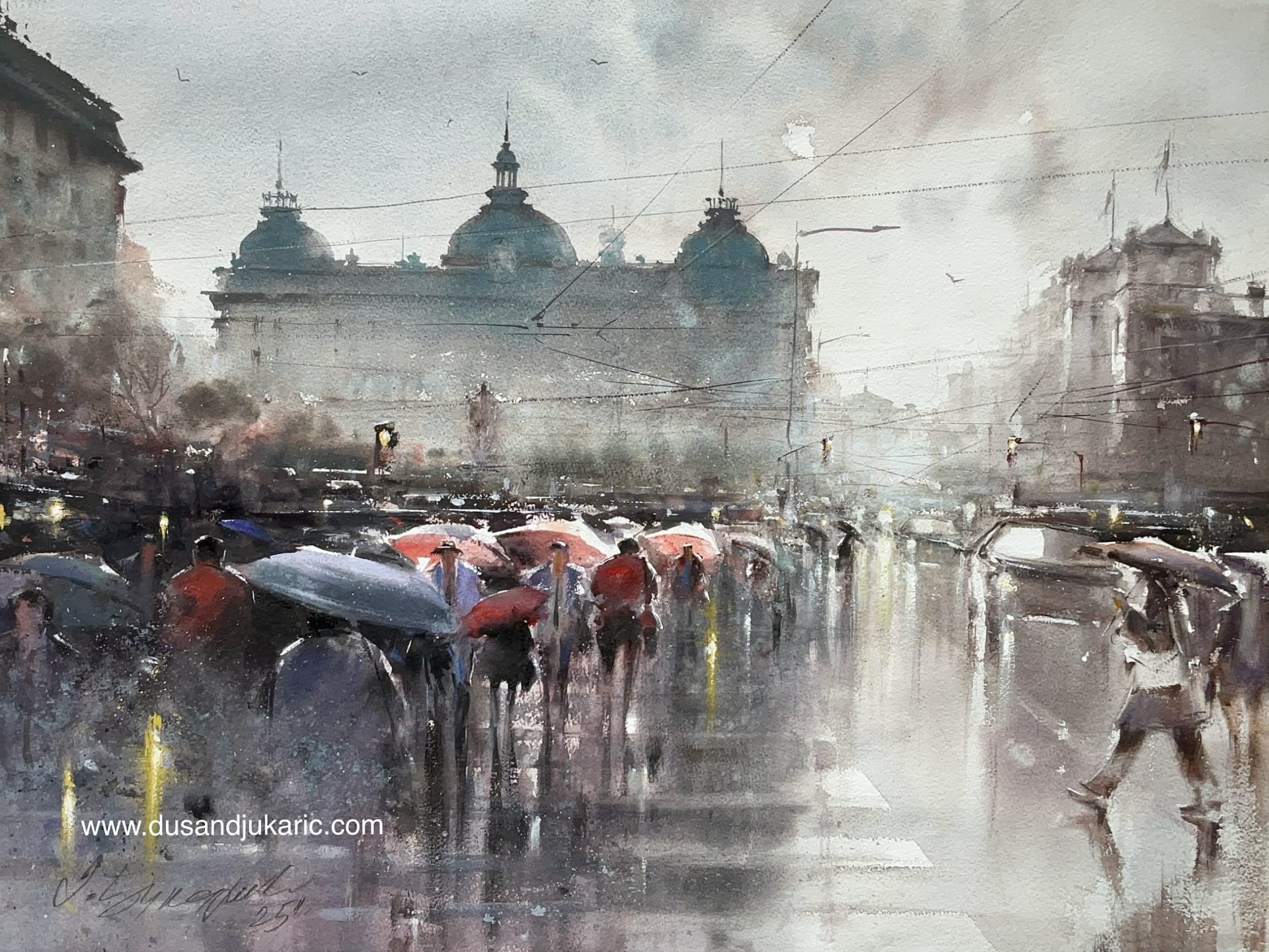 Šetnja izmedju kišobrana 56x74cm.jpeg