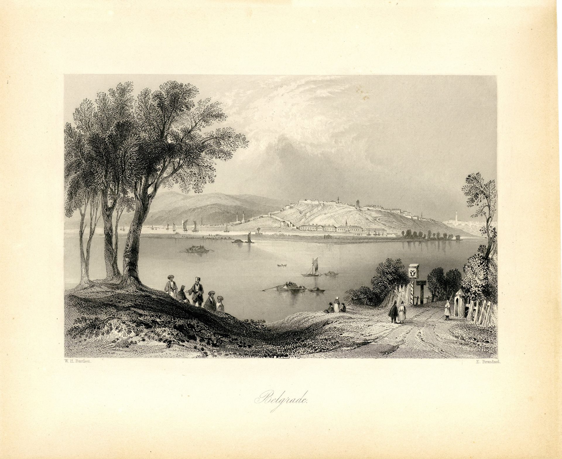 Vilijem Henri Bartlet, Beograd (Pogled na beogradsku tvrđavu), litografija, 1939. godina